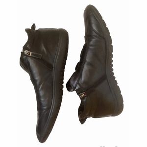 Baldinini mens fur lined black leather sneakers Sz 41 casual moccasins shoes